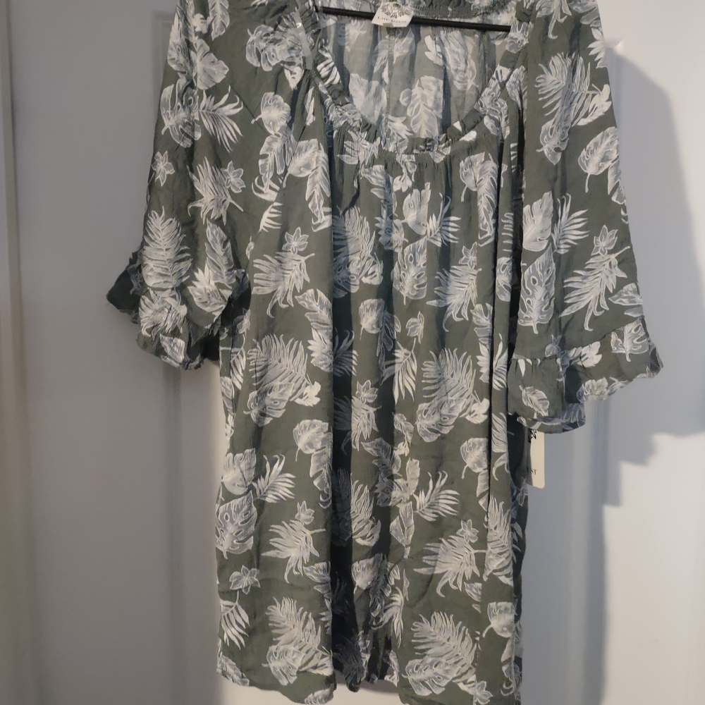 Floral Print Green Blouse